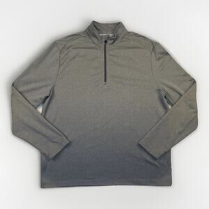 PGA Tour Long Sleeve Mens Sz Medium 1/4 Zip Pullover Golf Shirt Gray Waffle Knit